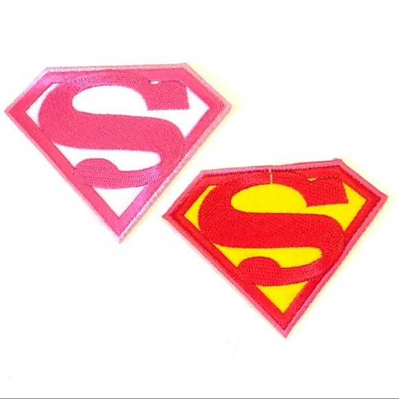 Pink Superman Supergirl Girl Comic Superhero Vintage Iron on Patch Applique NEW